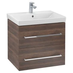 Villeroy & Boch Avento Arizona Oak 600mm Wall Hung 2-Drawer Vanity Unit - Compact & Stylish Bathroom Furniture