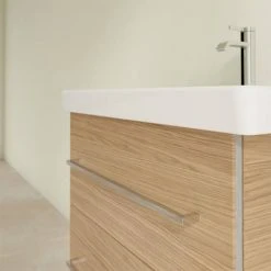 Villeroy & Boch Avento Nordic Oak 600mm Wall Hung 2-Drawer Vanity Unit - Stylish Bathroom Storage Solution -Vanity Units Shop SAVE09VJ01 D4 460