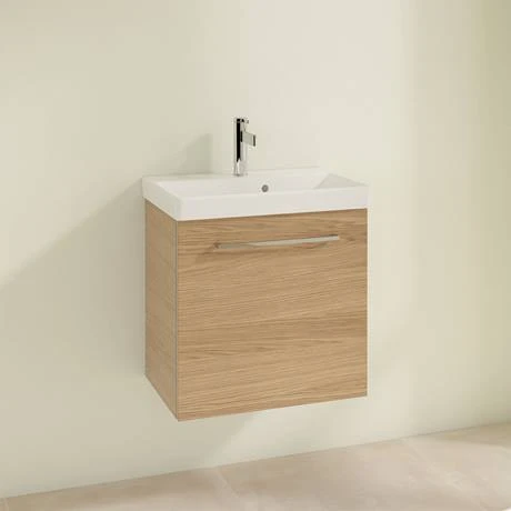 Villeroy & Boch Avento Nordic Oak 550mm Wall Hung 1-Door Vanity Unit - Stylish Bathroom Storage Solution 2 Villeroy & Boch Avento Nordic Oak 550mm Wall Hung 1-Door Vanity Unit - Stylish Bathroom Storage Solution - Image 2