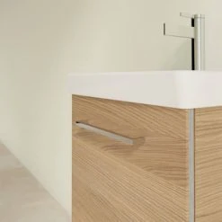 Villeroy & Boch Avento Nordic Oak 450mm Wall Hung 1-Door Vanity Unit | Modern Bathroom Furniture -Vanity Units Shop SAVE15VJ01 D4 460