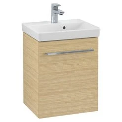 Villeroy & Boch Avento Nordic Oak 450mm Wall Hung 1-Door Vanity Unit | Modern Bathroom Furniture