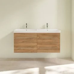 Villeroy & Boch Avento Oak Kansas 1200mm Wall Hung 4-Drawer Double Vanity Unit - Modern Bathroom Storage -Vanity Units Shop SAVE29RH01 D2 460