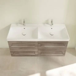 Villeroy & Boch Avento Stone Oak 1200mm Wall Hung 4-Drawer Double Vanity Unit | Modern Bathroom Storage Solution -Vanity Units Shop SAVE29RK01 D3 460