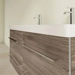 Villeroy & Boch Avento Stone Oak 1200mm Wall Hung 4-Drawer Double Vanity Unit | Modern Bathroom Storage Solution -Vanity Units Shop SAVE29RK01 D4 460
