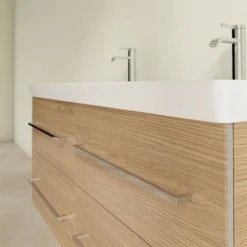 Villeroy & Boch Avento Nordic Oak 1200mm Wall Hung 4-Drawer Double Vanity Unit | Modern Bathroom Furniture -Vanity Units Shop SAVE29VJ01 D4 460