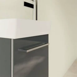 Villeroy & Boch Avento Crystal Grey 360mm Wall Hung Vanity Unit with Left Bowl Basin – Modern Bathroom Design -Vanity Units Shop SAVE31B101 D4 460