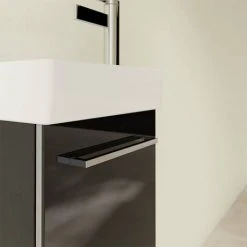 Villeroy & Boch Avento Crystal Black 360mm Wall Hung Vanity Unit with Left Bowl Basin | Modern Bathroom Design -Vanity Units Shop SAVE31B301 D4 460