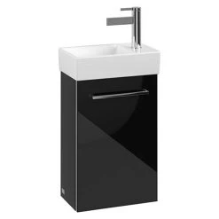 Villeroy & Boch Avento Crystal Black 360mm Wall Hung Vanity Unit with Left Bowl Basin | Modern Bathroom Design