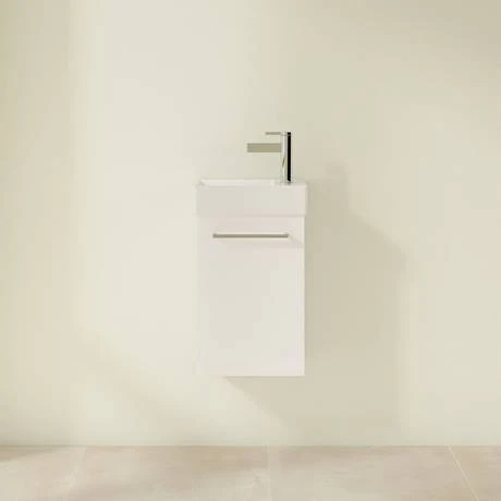 Villeroy & Boch Avento Crystal White 360mm Wall Hung Vanity Unit with Left Bowl Basin | Modern Bathroom Design 3 Villeroy & Boch Avento Crystal White 360mm Wall Hung Vanity Unit with Left Bowl Basin | Modern Bathroom Design - Image 3