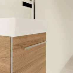 Villeroy & Boch Avento Oak Kansas 360mm Wall Hung Vanity Unit with Left Bowl Basin - Premium Bathroom Storage Solution -Vanity Units Shop SAVE31RH01 D4 460