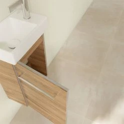 Villeroy & Boch Avento Oak Kansas 360mm Wall Hung Vanity Unit with Left Bowl Basin - Premium Bathroom Storage Solution -Vanity Units Shop SAVE31RH01 D5 460
