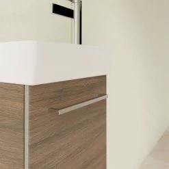 Villeroy & Boch Avento Arizona Oak 360mm Wall Hung Vanity Unit with Left Bowl Basin - Stylish & Functional Bathroom Solution -Vanity Units Shop SAVE31VH01 D4 460