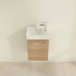 Villeroy & Boch Avento Nordic Oak Wall Hung Vanity Unit 360mm with Left Bowl Basin | Modern Bathroom Storage Solution -Vanity Units Shop SAVE31VJ01 D3 460