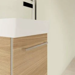 Villeroy & Boch Avento Nordic Oak Wall Hung Vanity Unit 360mm with Left Bowl Basin | Modern Bathroom Storage Solution -Vanity Units Shop SAVE31VJ01 D4 460