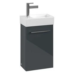 Villeroy & Boch Avento Crystal Grey 360mm Wall Hung Vanity Unit with Right Bowl Basin | Modern Bathroom Design