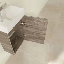 Villeroy & Boch Avento Stone Oak 360mm Wall Hung Vanity Unit with Right Bowl Basin -Vanity Units Shop SAVE32RK01 D5 460