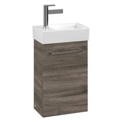 Villeroy & Boch Avento Stone Oak 360mm Wall Hung Vanity Unit with Right Bowl Basin