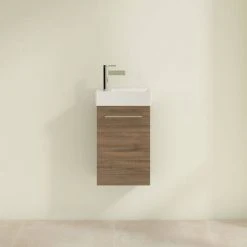 Villeroy & Boch Avento Arizona Oak Wall Hung Vanity Unit with Right Bowl Basin | 360mm -Vanity Units Shop SAVE32VH01 D2 460