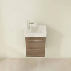 Villeroy & Boch Avento Arizona Oak Wall Hung Vanity Unit with Right Bowl Basin | 360mm -Vanity Units Shop SAVE32VH01 D3 460