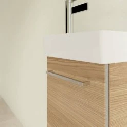 Villeroy & Boch Avento Nordic Oak 360mm Wall Hung Vanity Unit with Right Bowl Basin - Elegant Bathroom Storage Solution -Vanity Units Shop SAVE32VJ01 D4 460