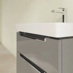 Villeroy & Boch Subway 2.0 Glossy Grey 600mm Wall Hung 2-Drawer Vanity Unit - Modern Bathroom Design -Vanity Units Shop SB2GG600 D2 460