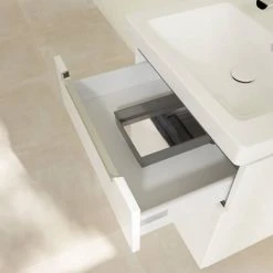 Villeroy & Boch Subway 2.0 Glossy White 600mm Wall Hung 2-Drawer Vanity Unit | Modern Bathroom Storage -Vanity Units Shop SB2GW600 D4 460