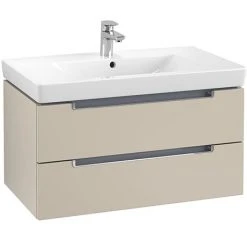 Villeroy & Boch Subway 2.0 Soft Grey 800mm Wall Hung 2-Drawer Vanity Unit - Modern Bathroom Furniture