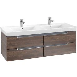 Villeroy & Boch Subway 2.0 Arizona Oak 1300mm Wall Hung Double Basin Vanity Unit | Premium Bathroom Furniture