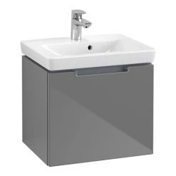 Villeroy & Boch Subway 2.0 Glossy Grey 500mm Wall Hung 1-Drawer Vanity Unit | Modern Bathroom Design