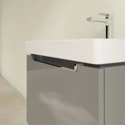 Villeroy & Boch Subway 2.0 Glossy Grey 600mm Wall Hung 1-Drawer Vanity Unit - Modern Bathroom Storage Solution -Vanity Units Shop SBGG600 D2 460