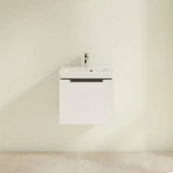Villeroy & Boch Subway 2.0 Glossy White 500mm Wall Hung 1-Drawer Vanity Unit - Modern Bathroom Storage Solution -Vanity Units Shop SBGW500 D2 460