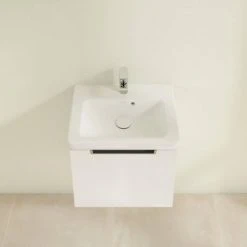 Villeroy & Boch Subway 2.0 Glossy White 500mm Wall Hung 1-Drawer Vanity Unit - Modern Bathroom Storage Solution -Vanity Units Shop SBGW500 D3 460