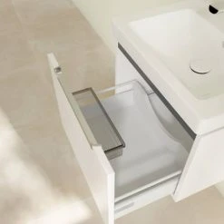 Villeroy & Boch Subway 2.0 Glossy White 550mm Wall Hung 1-Drawer Vanity Unit - Modern Bathroom Storage Solution -Vanity Units Shop SBGW550 D3 460