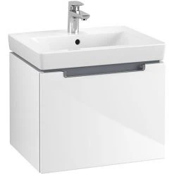 Villeroy & Boch Subway 2.0 Glossy White 550mm Wall Hung 1-Drawer Vanity Unit - Modern Bathroom Storage Solution