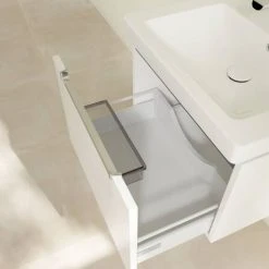Villeroy & Boch Subway 2.0 Glossy White 600mm Wall Hung 1-Drawer Vanity Unit | Modern Bathroom Storage Solution -Vanity Units Shop SBGW600 D3 460