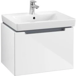 Villeroy & Boch Subway 2.0 Glossy White 600mm Wall Hung 1-Drawer Vanity Unit | Modern Bathroom Storage Solution