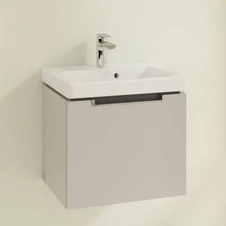 Villeroy & Boch Subway 2.0 Soft Grey 500mm Wall Hung 1-Drawer Vanity Unit | Modern Bathroom Storage 2 Villeroy & Boch Subway 2.0 Soft Grey 500mm Wall Hung 1-Drawer Vanity Unit | Modern Bathroom Storage - Image 2