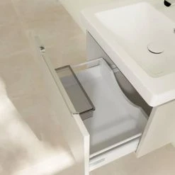 Villeroy & Boch Subway 2.0 Soft Grey 600mm Wall Hung 1-Drawer Vanity Unit | Modern Bathroom Storage -Vanity Units Shop SBSG600 D3 460