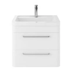 Hudson Reed Solar 600mm Wall Hung Cabinet & Basin - Pure White - Modern Bathroom Vanity Unit