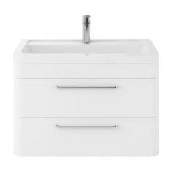 Hudson Reed Solar 800mm Wall Hung Cabinet & Basin - Pure White - SOL104 | Modern Wall Hung Vanity Unit