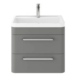 Hudson Reed Solar 600mm Wall Hung Cabinet & Basin - Cool Grey - SOL202 | Modern Bathroom Vanity Unit