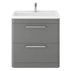 Hudson Reed Solar 800mm Freestanding Vanity Unit with Basin - Cool Grey | SOL203 | Stylish Bathroom Storage Solution
