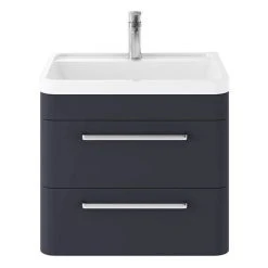 Hudson Reed Solar 600mm Wall Hung Cabinet & Basin - Indigo Blue | Modern Bathroom Vanity Unit