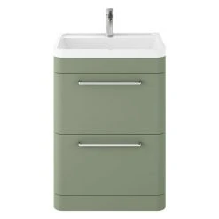 Hudson Reed Solar 600mm Floor Standing Cabinet & Basin - Matt Fern Green - SOL801 | Freestanding Vanity Units