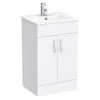 Toreno 500mm Small Vanity Sink With Cabinet - Modern High Gloss White Freestanding Vanity Unit
