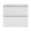 Hudson Reed Urban 600mm Satin White Wall Hung Vanity Unit with Grey Worktop - 2 Drawer Design