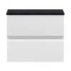 Hudson Reed Urban 600mm Satin White Wall Hung Vanity Unit with Black Worktop and 2 Drawers