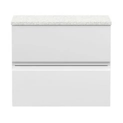 Hudson Reed Urban 600mm Satin White Wall Hung Vanity Unit with 2 Drawers & White Worktop
