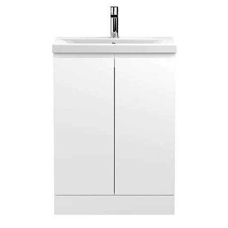 Hudson Reed Urban Satin White 600mm Freestanding 2-Door Vanity Unit - URB108A | Modern Bathroom Storage 1 Hudson Reed Urban Satin White 600mm Freestanding 2-Door Vanity Unit - URB108A | Modern Bathroom Storage
