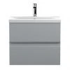 Hudson Reed Urban Satin Grey 600mm Wall Hung 2-Drawer Vanity Unit - URB204A | Modern Bathroom Storage